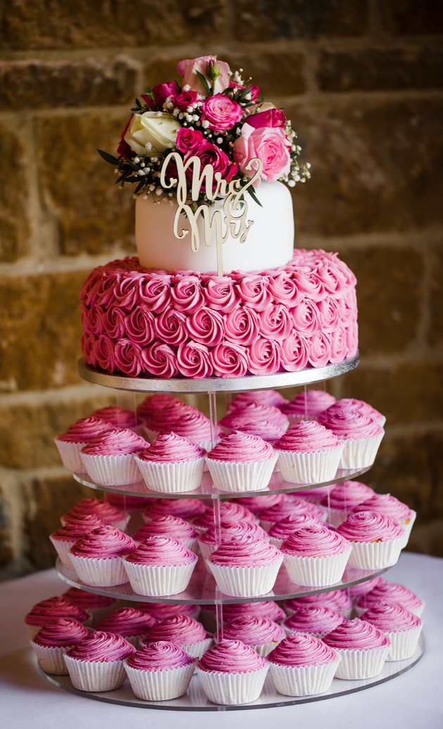 Cupcake-based five tier bespoke wedding cake from Gardners Cakery